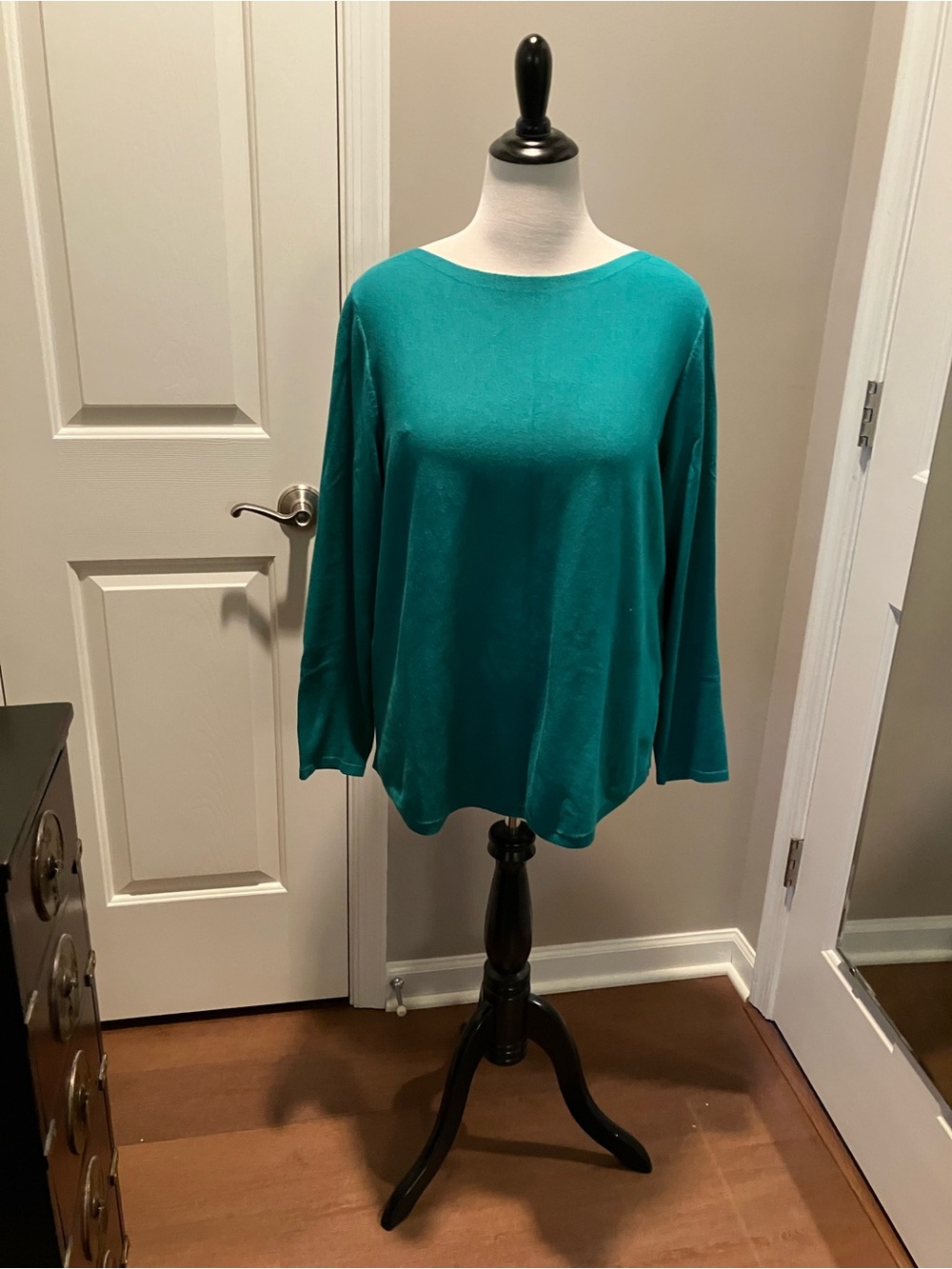 Chico's Teal Green Boatneck Pullover Sweater
